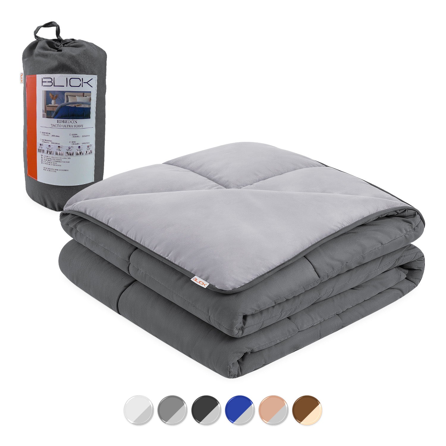 Edredon Acolchado Reversible diseño Cuadrados Blick