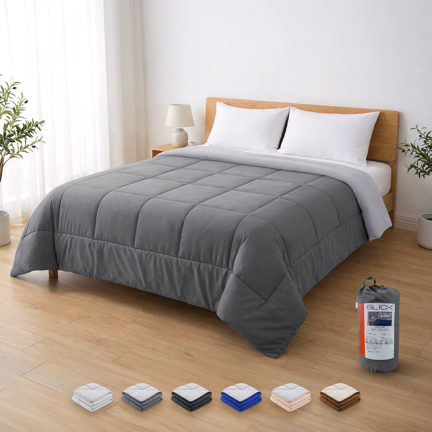 Edredon Acolchado Reversible diseño Cuadrados Blick