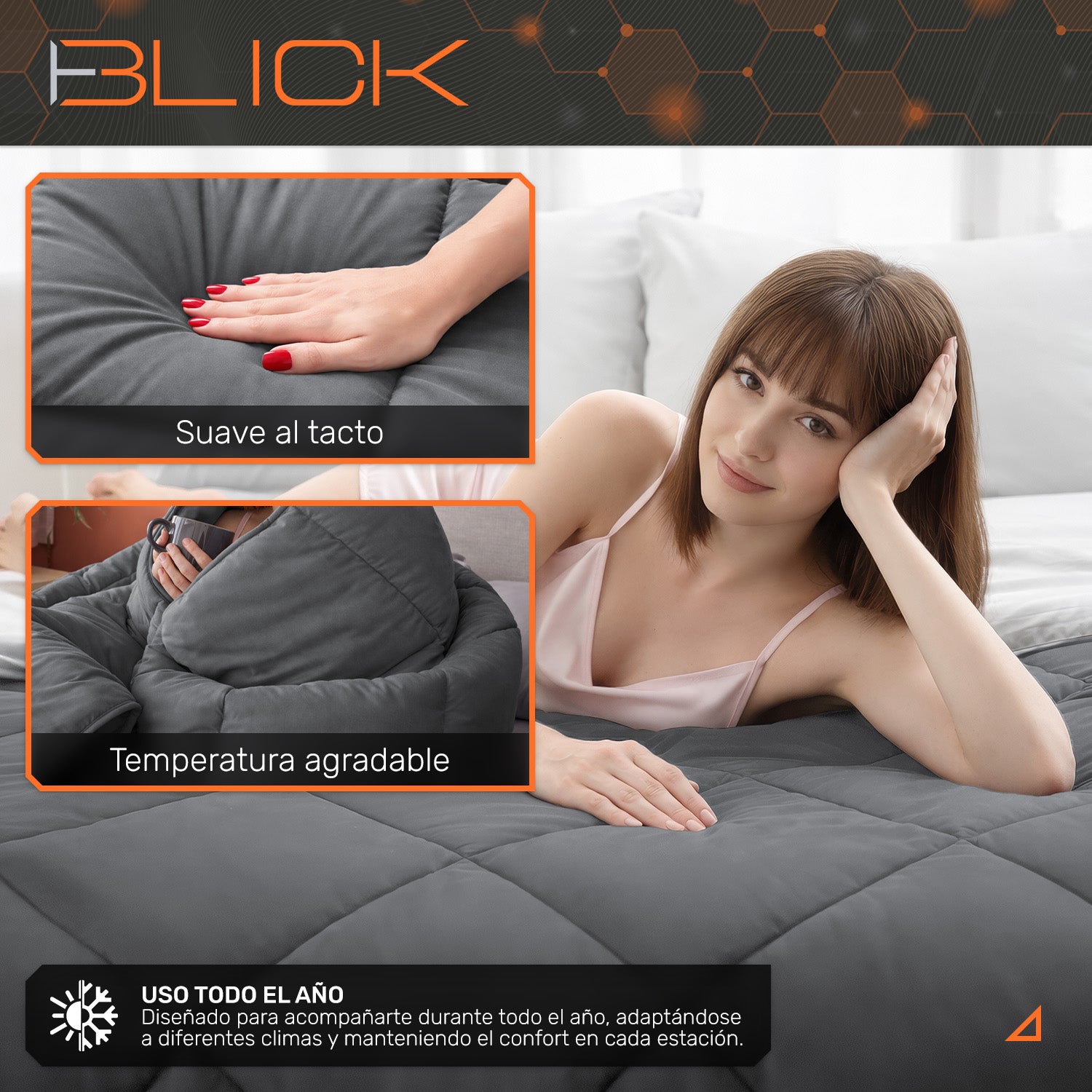 Edredon Acolchado Reversible diseño Cuadrados Blick