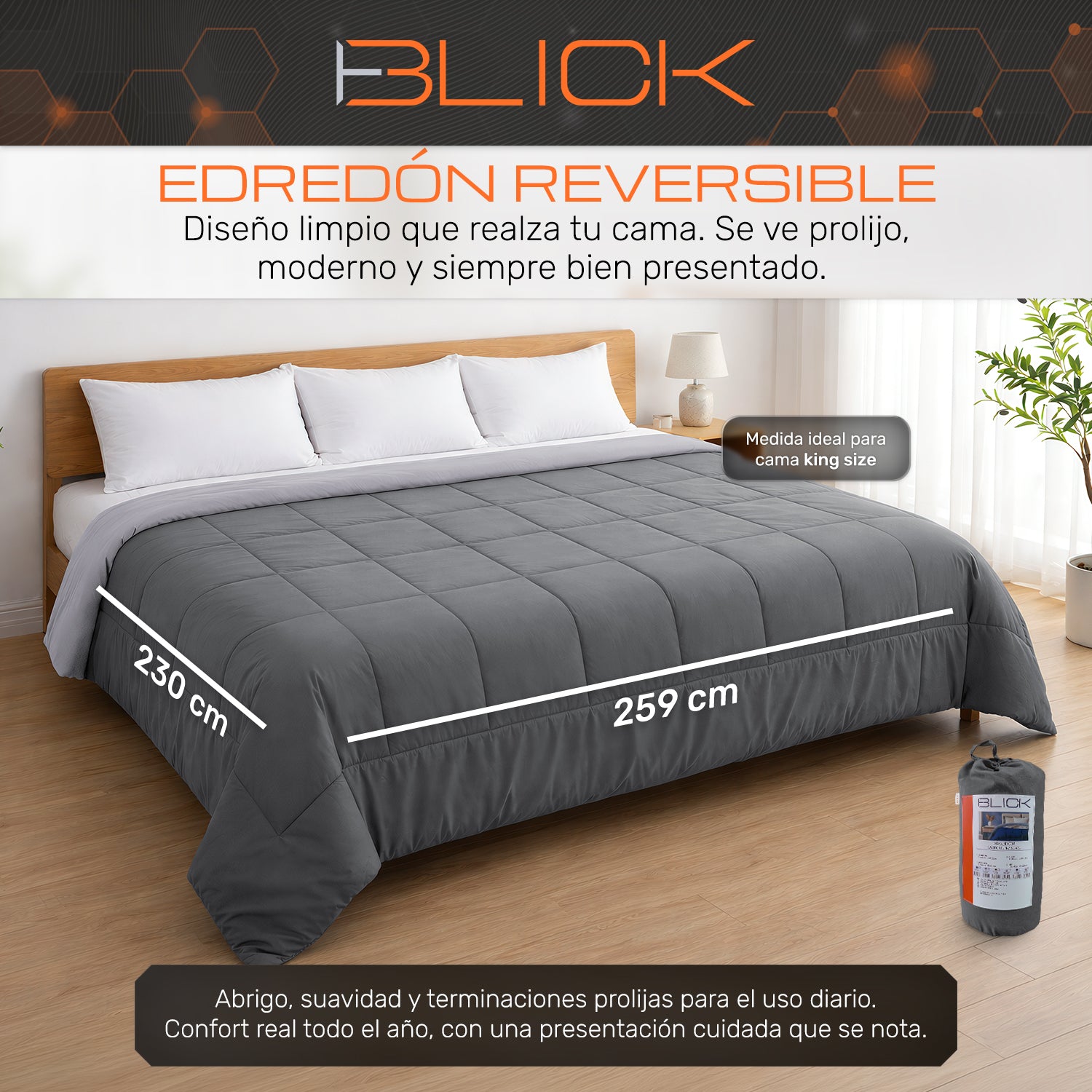 Edredon Acolchado Reversible diseño Cuadrados Blick