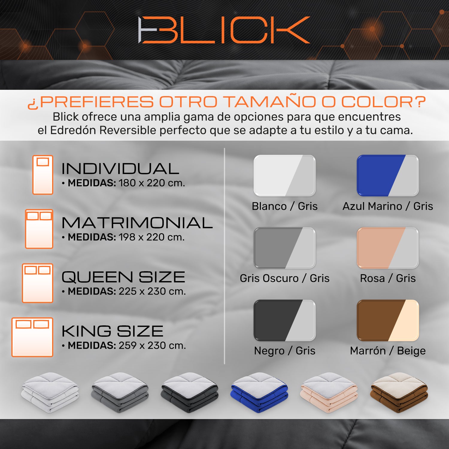 Edredon Acolchado Reversible diseño Cuadrados Blick