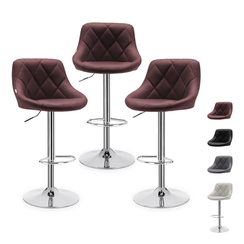 Set de 3 Bancos con Respaldo Acero Redondo Ajustables de Altura