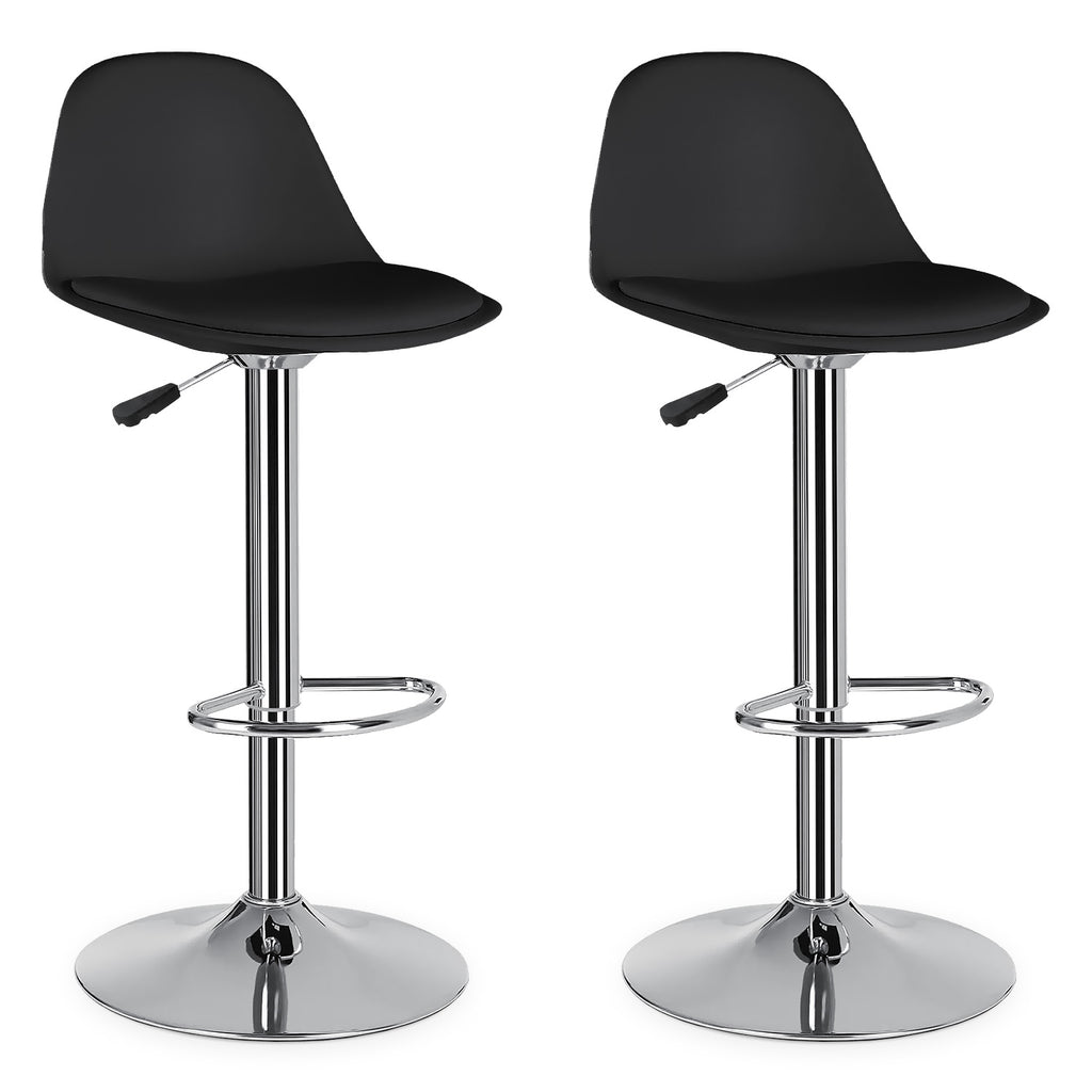 Set De 2 Bancos Altos De Cocina Altura Regulable Con Respaldo Giratorio 360°