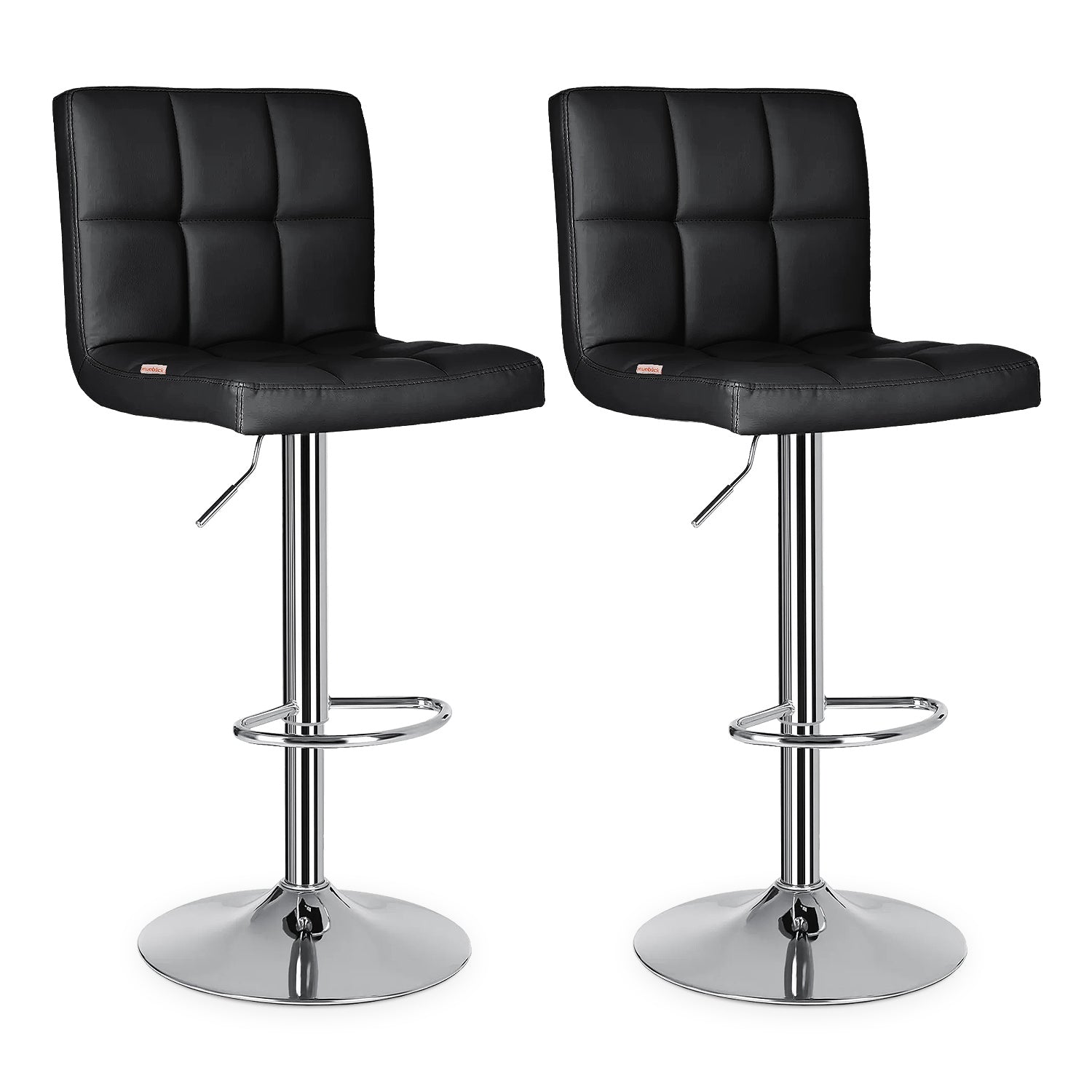 Set De 2 Bancos Sillas Con Respaldo Altura Regulable Giratorio 360° Diseño Moderno Y Elegante