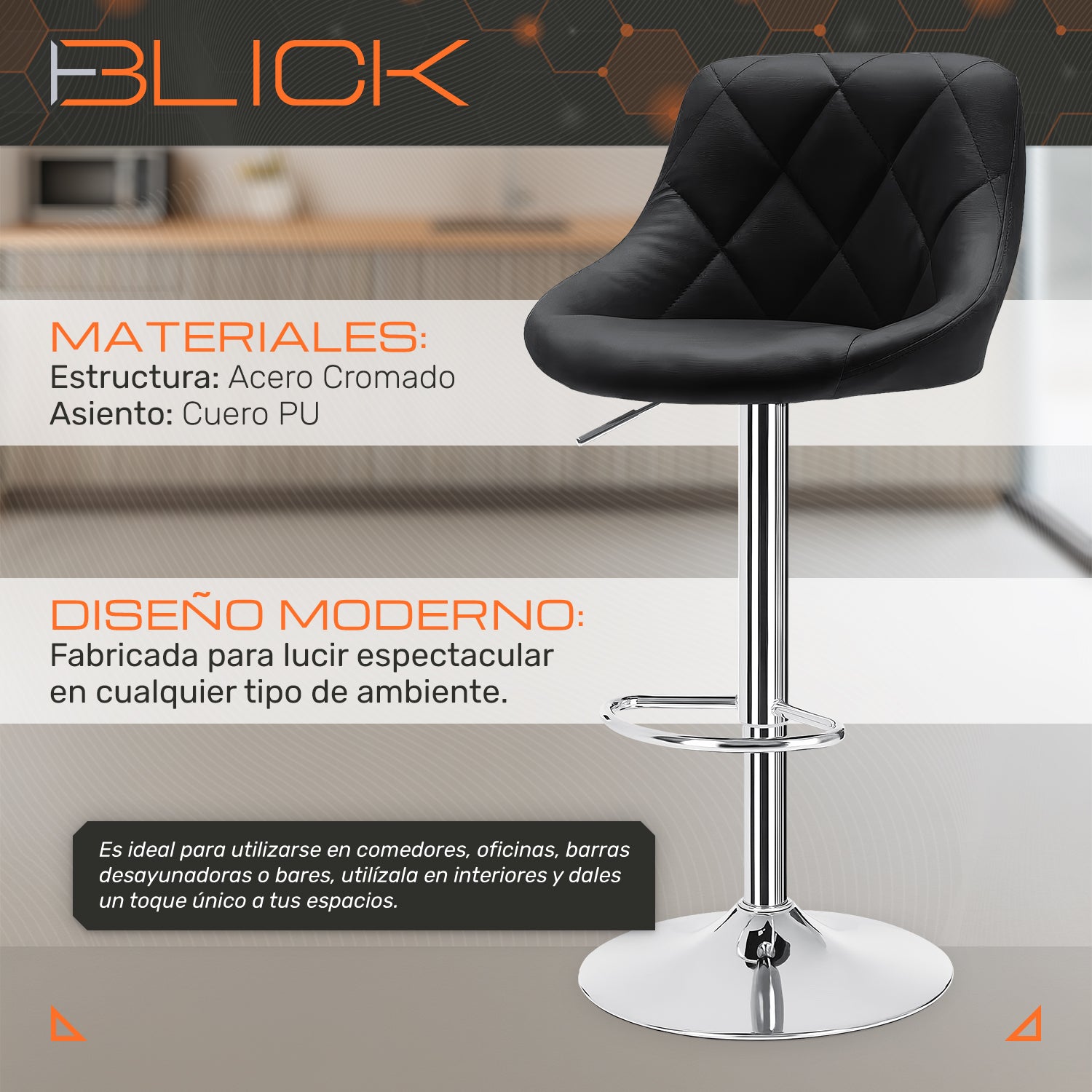 Set de 3 Bancos con Respaldo Acero Redondo Ajustables de Altura