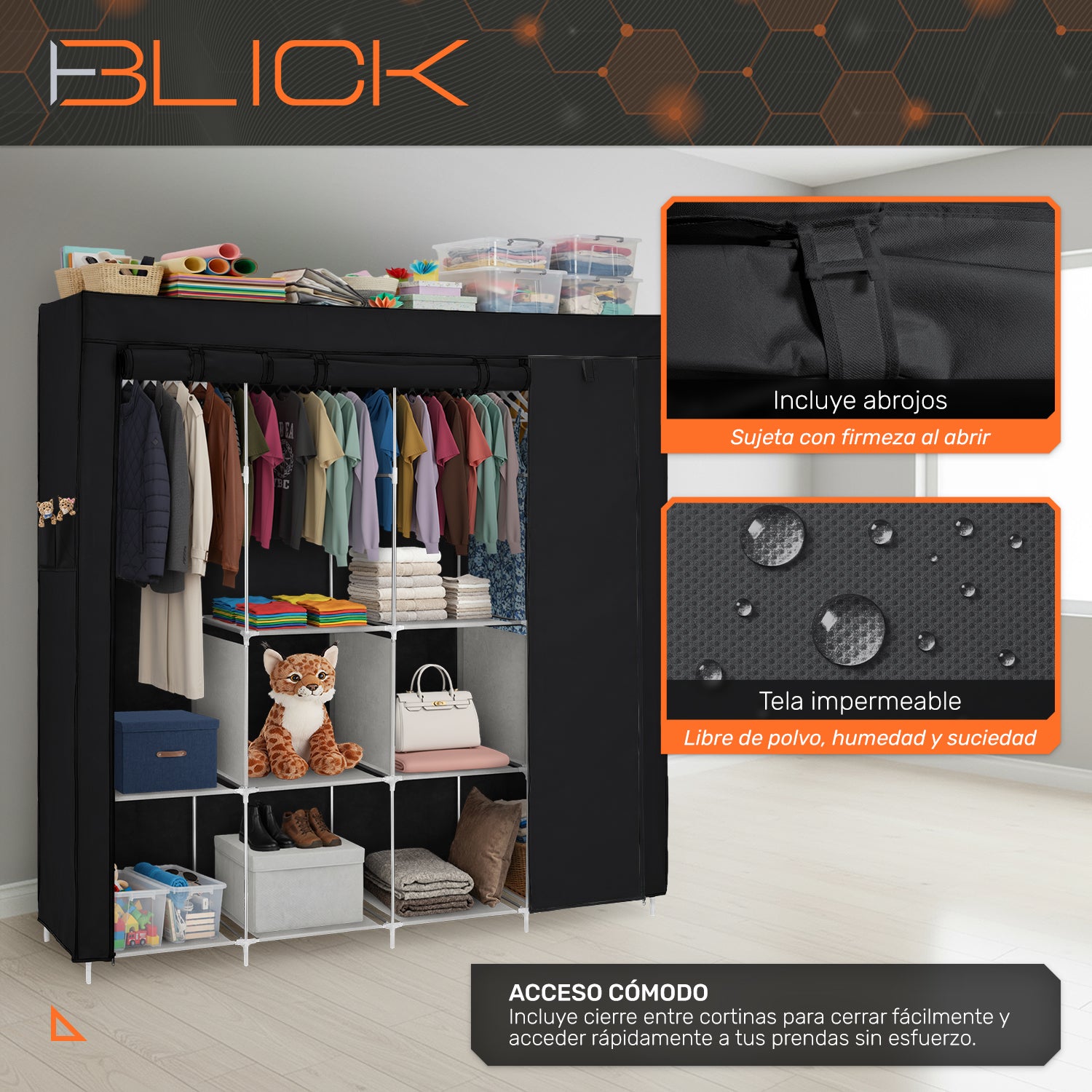 Armario Armable Ropero Closet Organizador 170x45x170cm Blick
