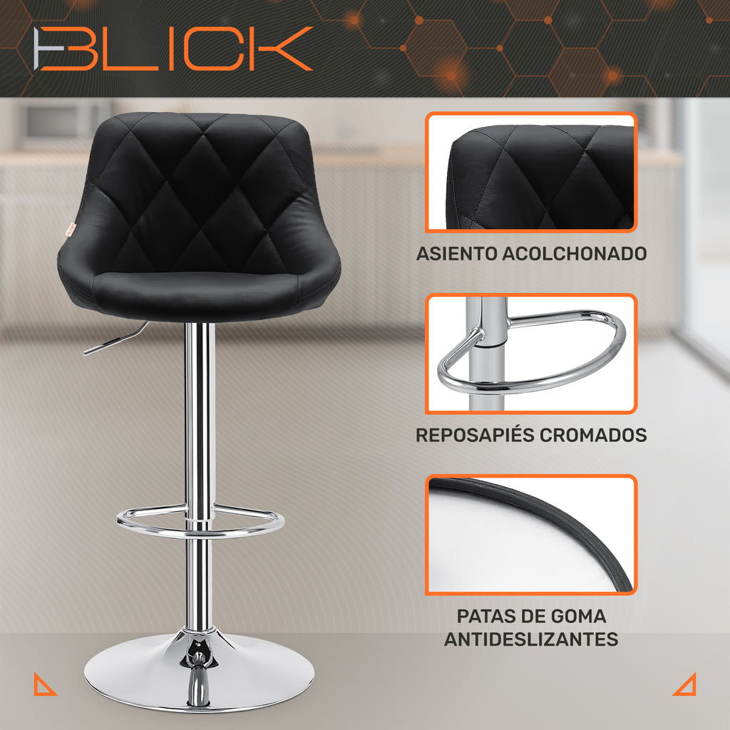 Set de 3 Bancos con Respaldo Acero Redondo Ajustables de Altura