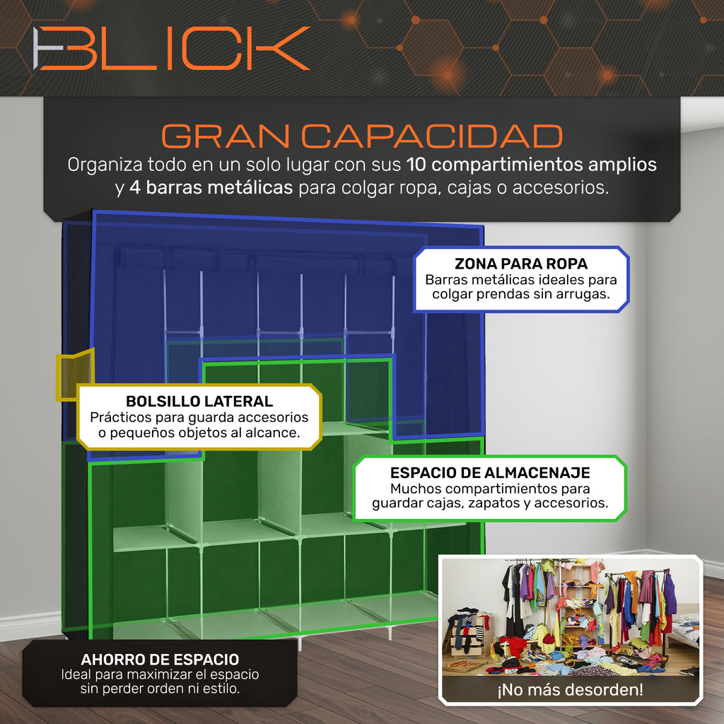 Armario Armable Ropero Closet Organizador 170x45x170cm Blick