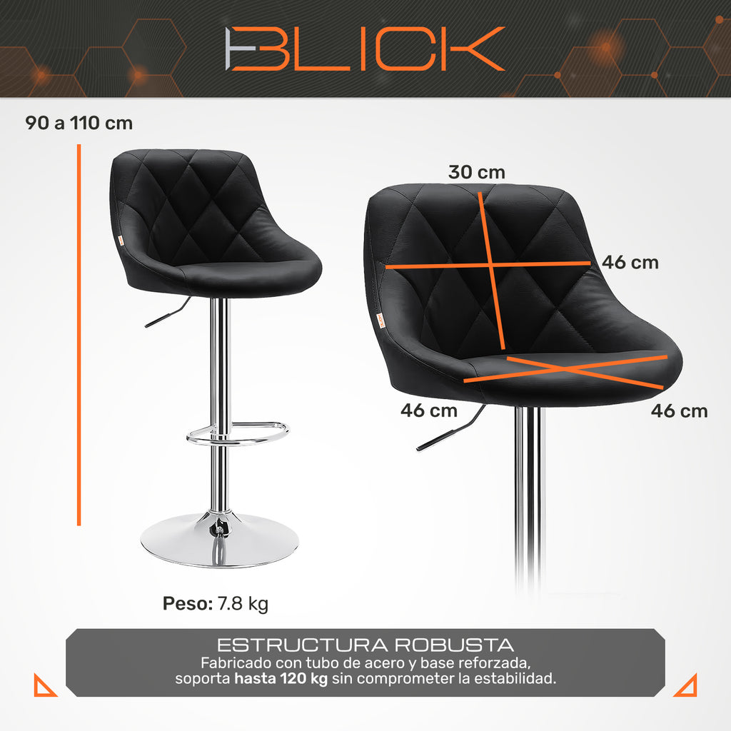 Set de 3 Bancos con Respaldo Acero Redondo Ajustables de Altura