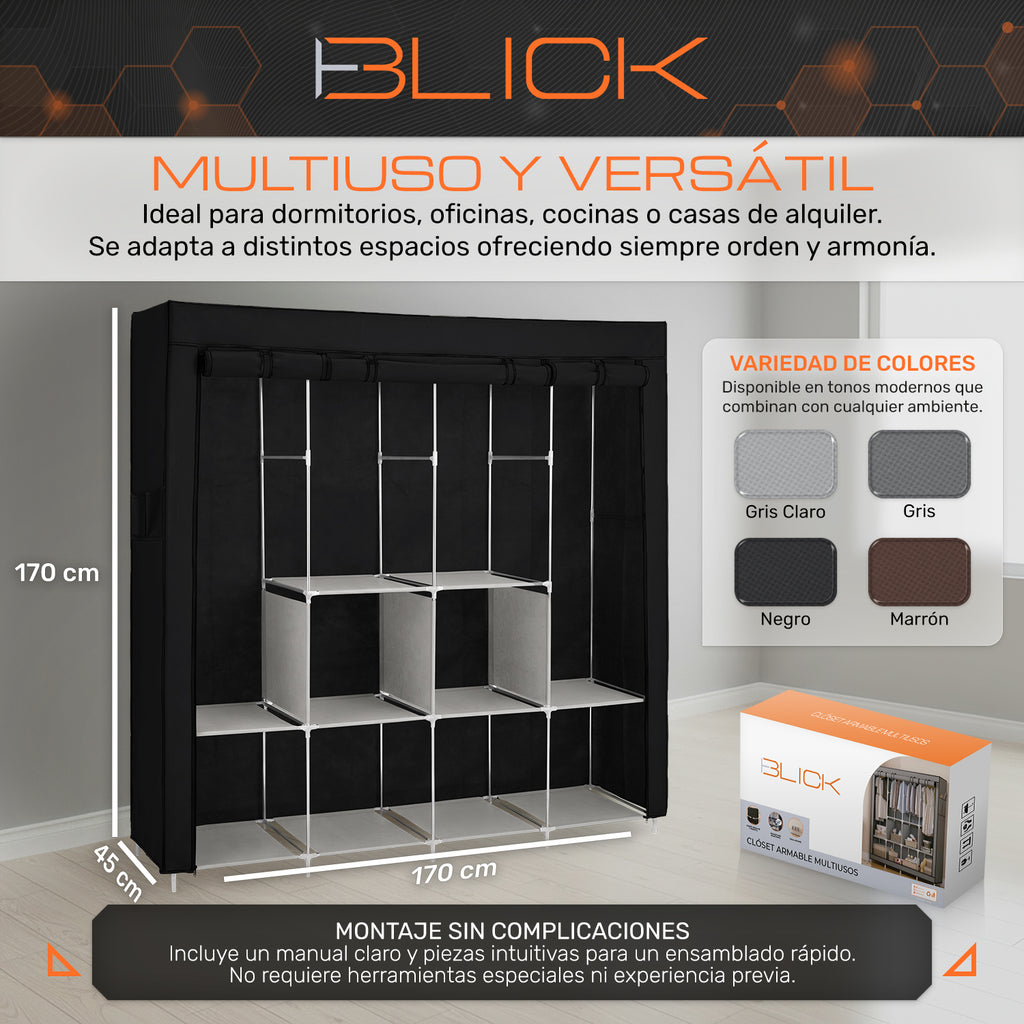 Armario Armable Ropero Closet Organizador 170x45x170cm Blick