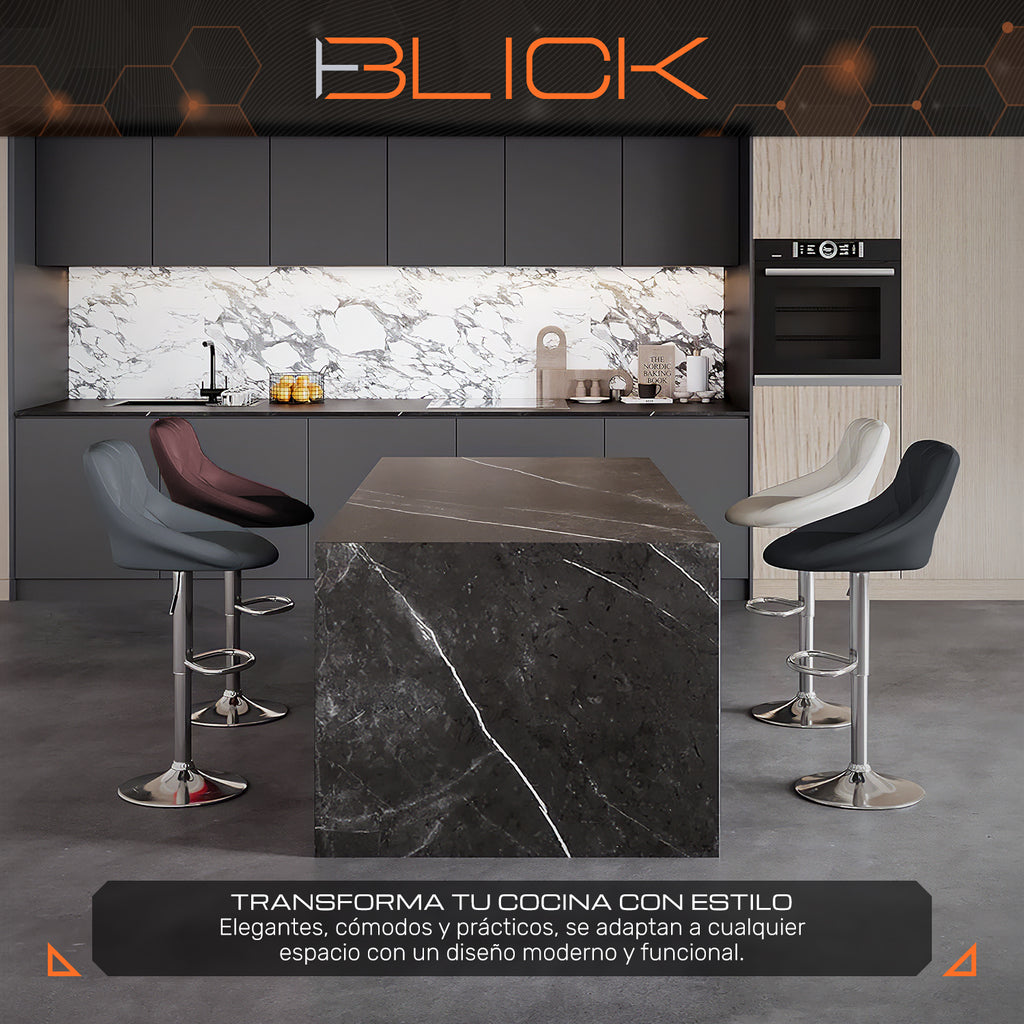 Set de 3 Bancos con Respaldo Acero Redondo Ajustables de Altura