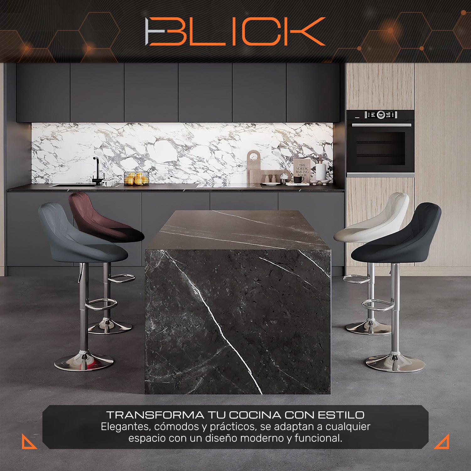 Set de 3 Bancos con Respaldo Acero Redondo Ajustables de Altura