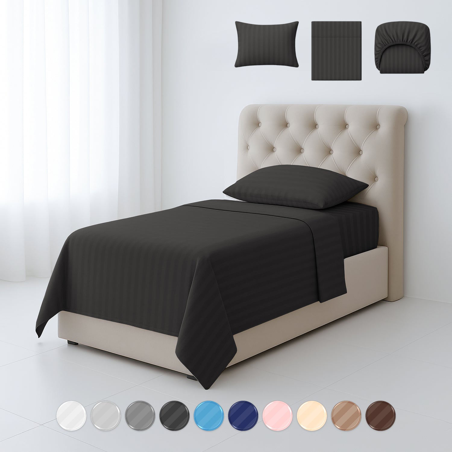 Juego De Sábanas Individual 3200 Hilos Suave Blick