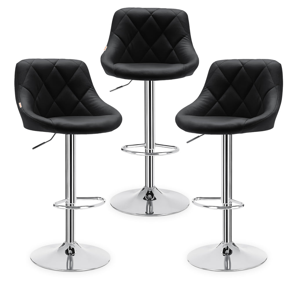 Set de 3 Bancos con Respaldo Acero Redondo Ajustables de Altura