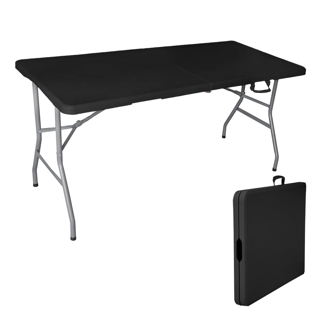Mesa Plegable Blick Rectangular 180x70cm Acero Negro 75kg Maletín