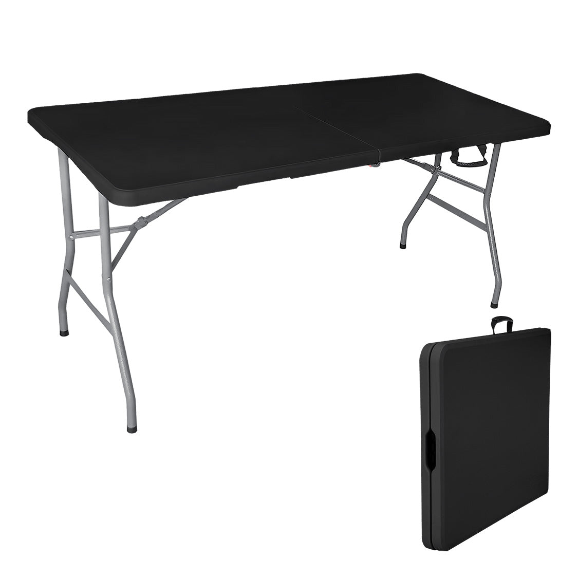 Mesa Plegable Blick Rectangular 180x70cm Acero Negro 75kg Maletín