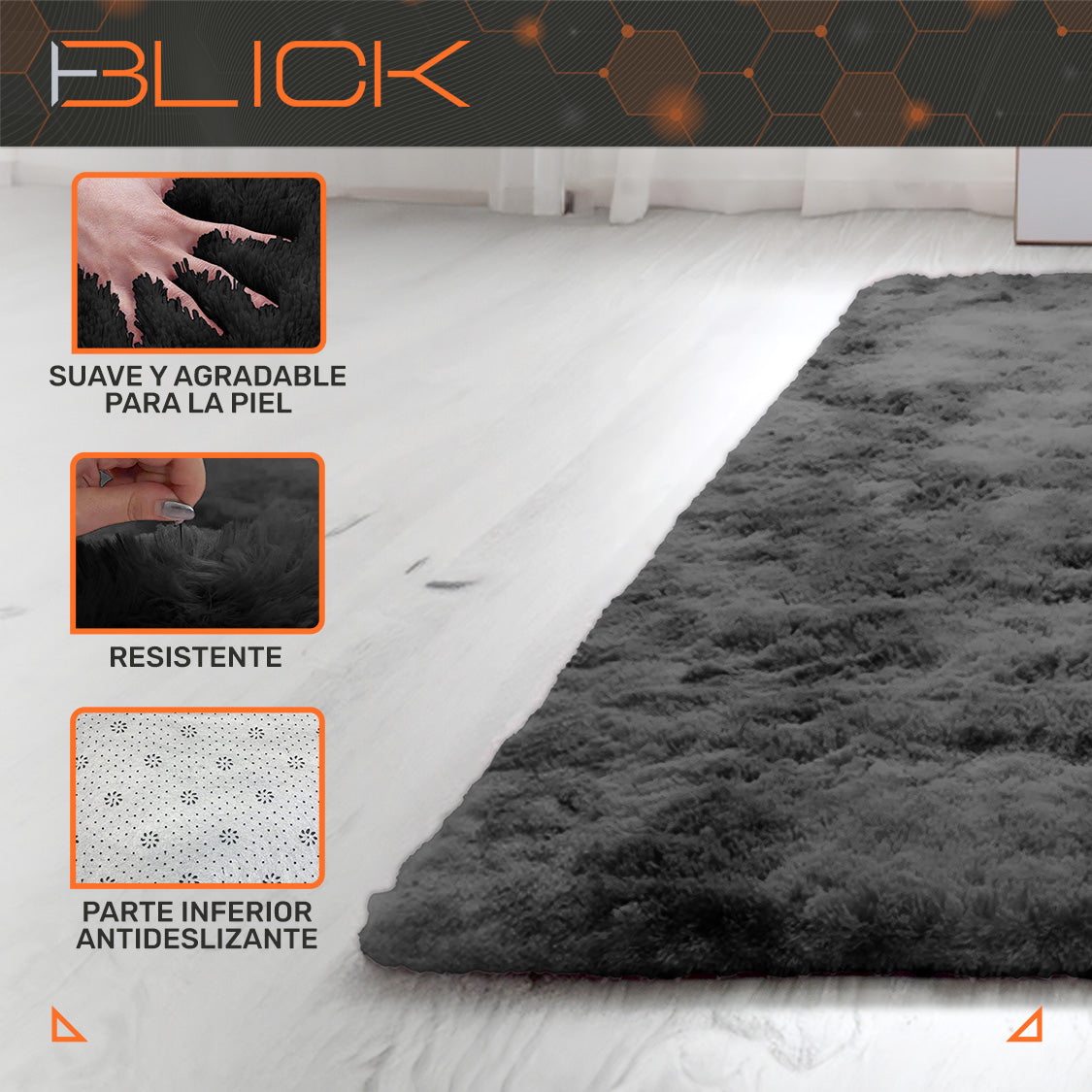 Alfombra De Sala Suave Afelpada Antideslizante 160 X 200 Cm