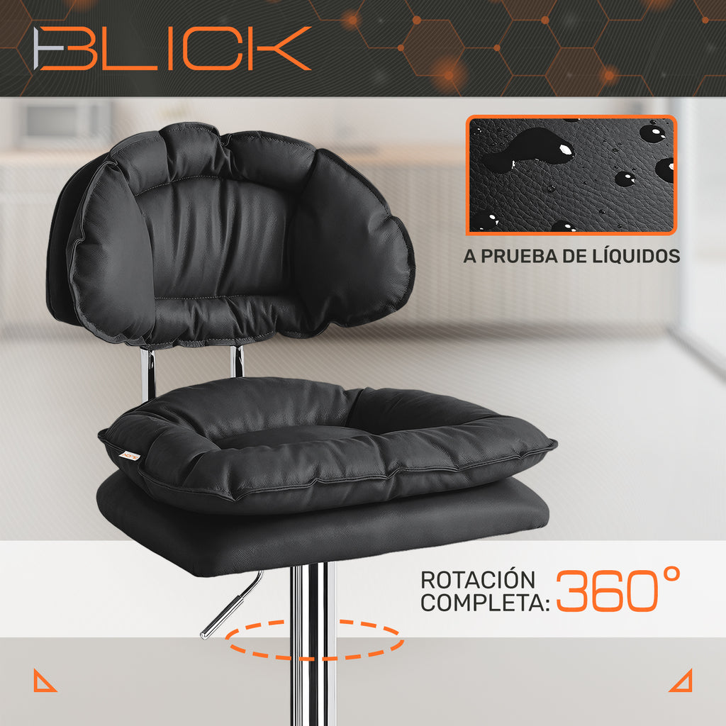 Set De 2 Bancos Acolchonados Con Respaldo Para Barra Cocina Altura Regulable Giratorio 360°