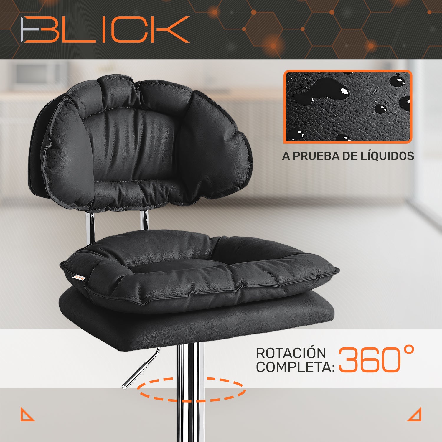 Set De 2 Bancos Acolchonados Con Respaldo Para Barra Cocina Altura Regulable Giratorio 360°