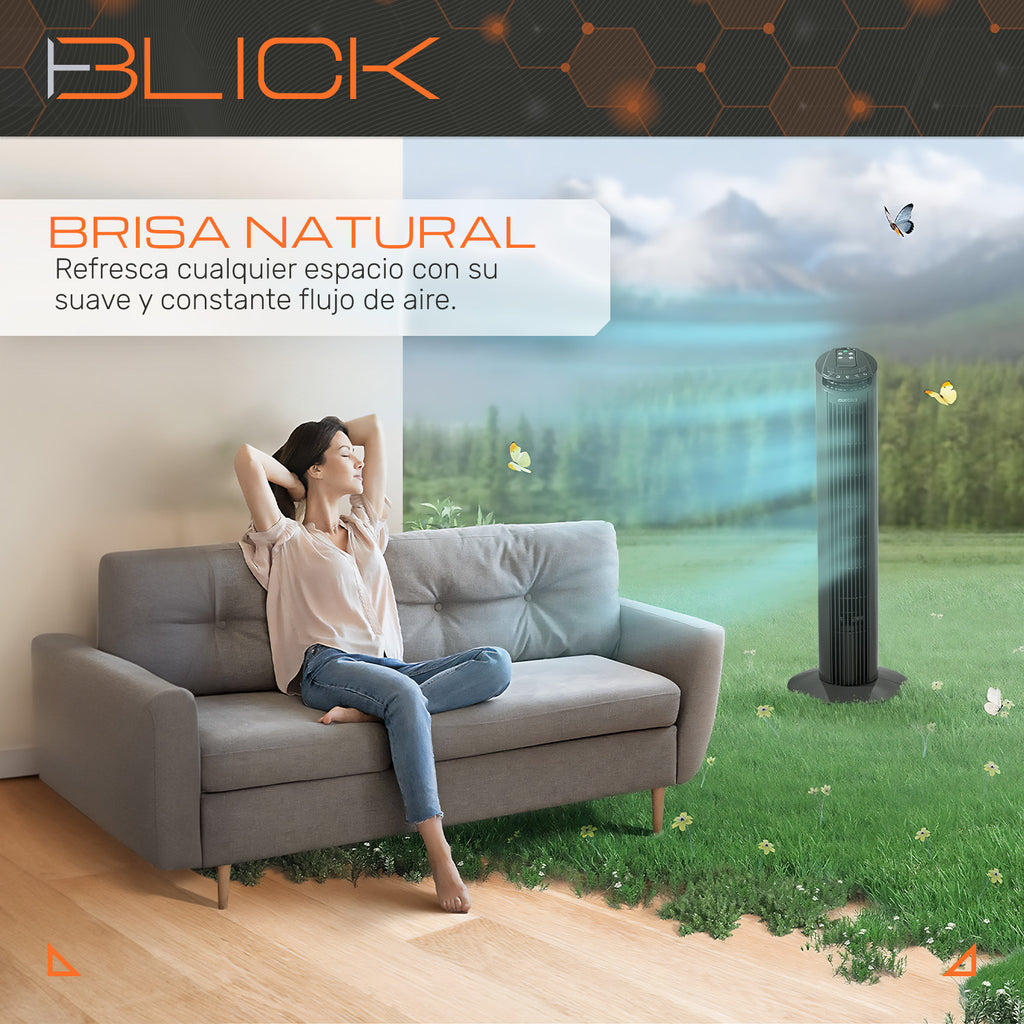 Ventilador De Torre 29 45w 3 Modos  Oscilante 80° Timer Control Remoto
