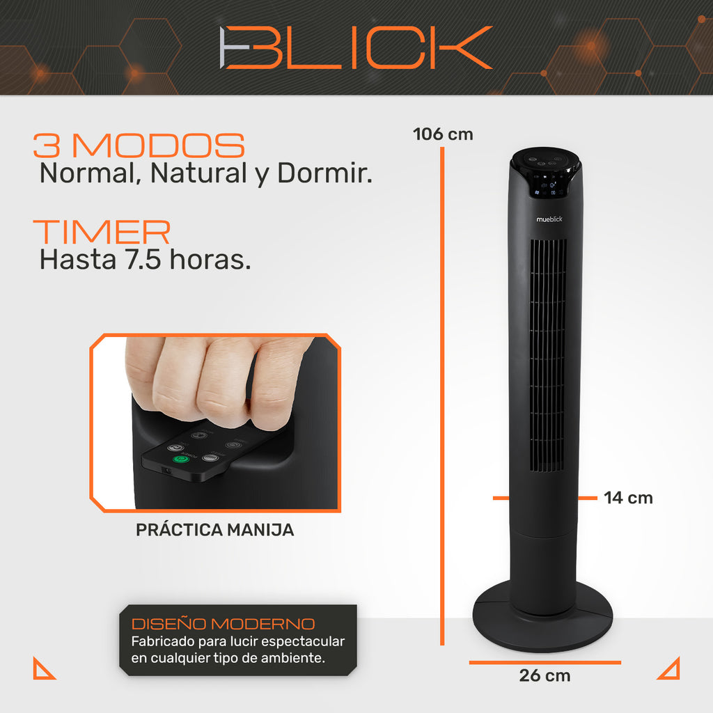 Ventilador de Torre de 42" con Control Remoto y Pantalla LED