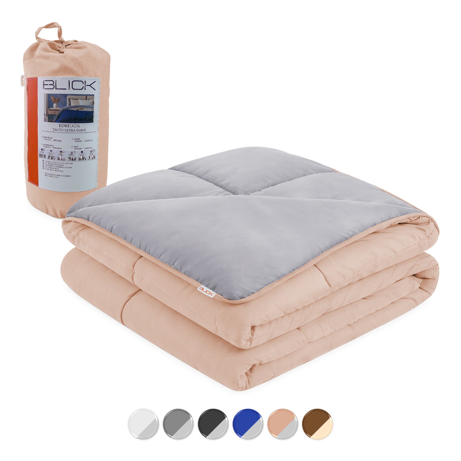 Edredon Acolchado Reversible diseño Cuadrados Blick