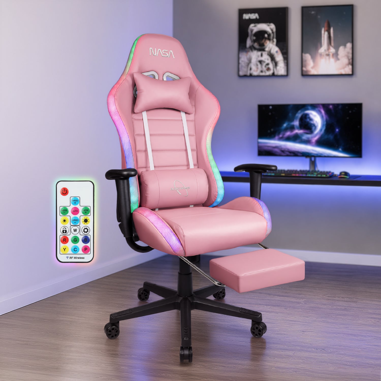 Silla De Escritorio Nasa Pro Gamer Ergonómica Con Luces Led